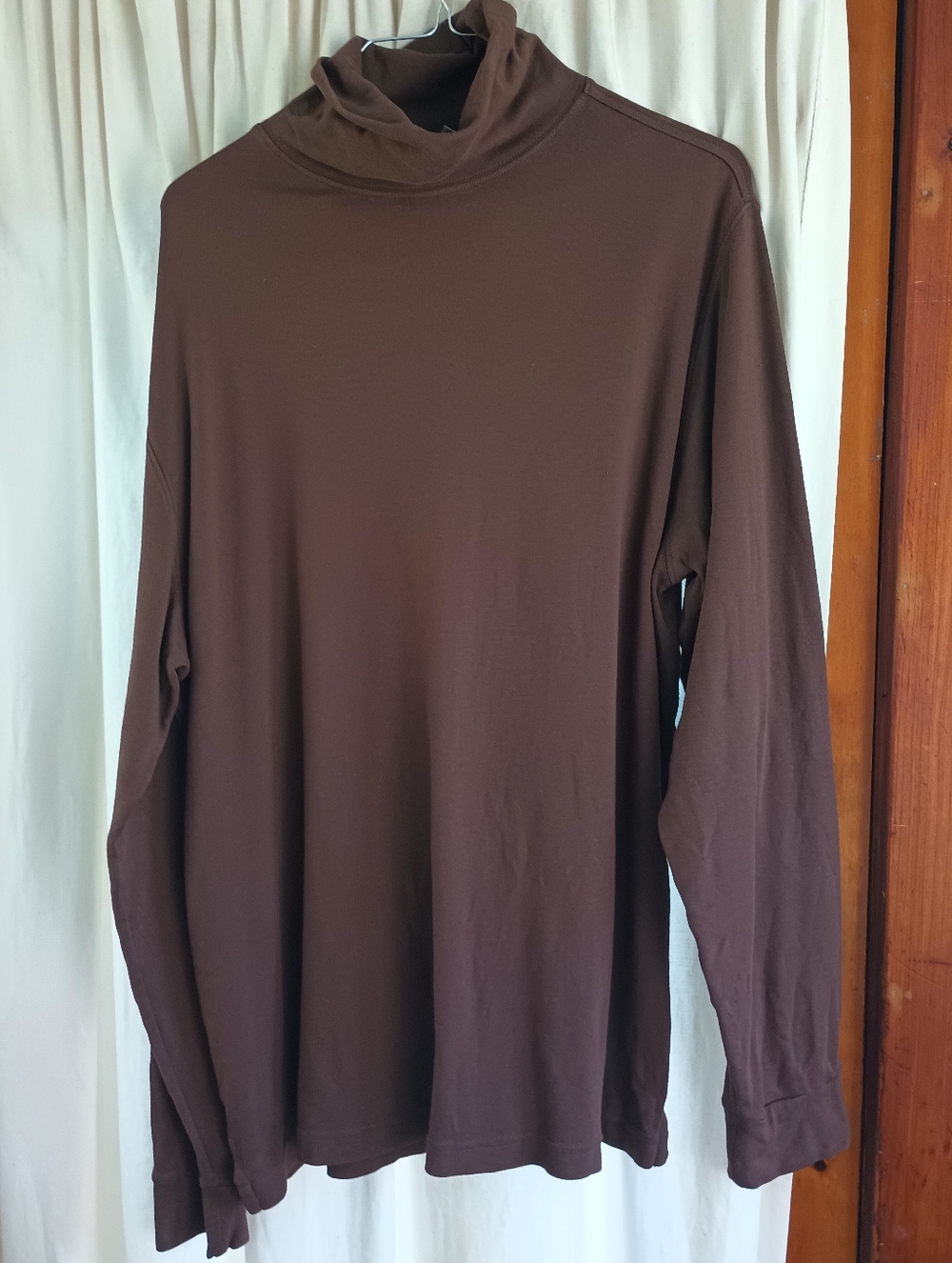 Peruvian Connection Chocolate Brown Mock Turtleneck Men's Top Large